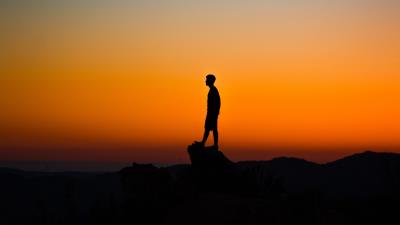 Silhouette cliff sky 4k wallpaper