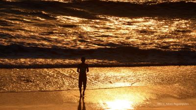 Silhouette sea surf 4k wallpaper