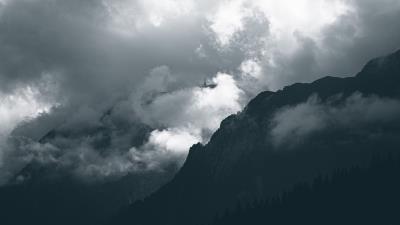Slope fog clouds 4k wallpaper