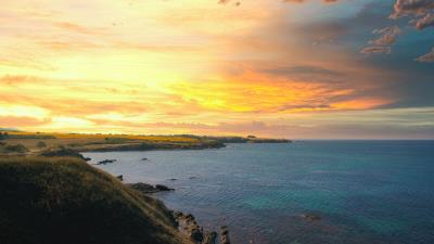 Slope sea sunset 4k wallpaper