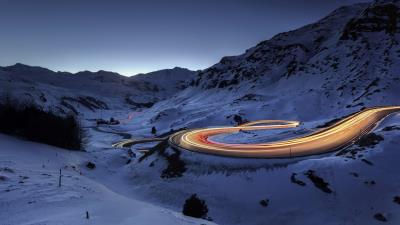 Snow Road Timelapse 4k wallpaper