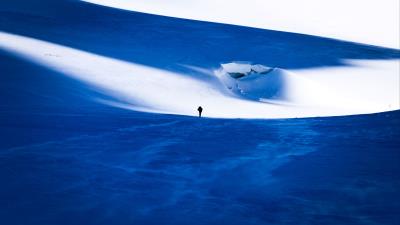 Snow mountains silhouette 4k wallpaper