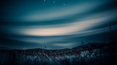 Starry sky horizon night 4k wallpaper