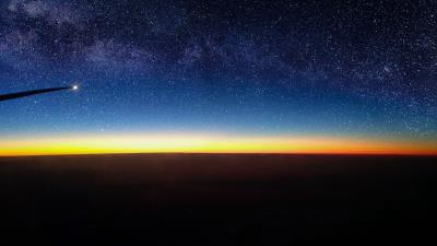 Starry sky horizon stars 4k wallpaper