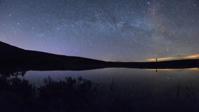 Starry sky night lake 4k wallpaper