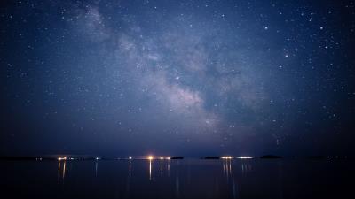 Starry sky night shore 4k wallpaper
