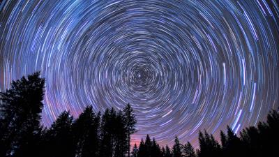 Starry sky stars round 4k wallpaper