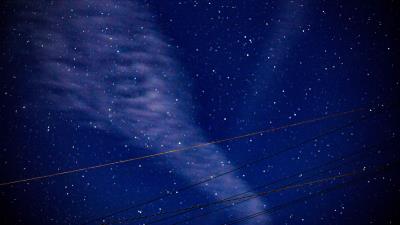 Starry sky wires night 4k wallpaper