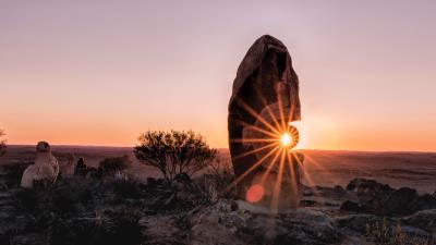 Stone rock sun 4k wallpaper