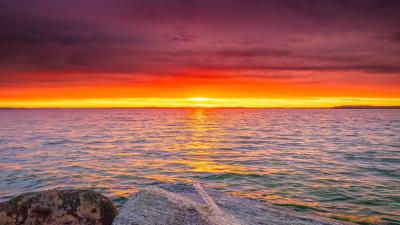 Stones sea horizon 4k wallpaper