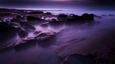 Stones sea shore 4k wallpaper