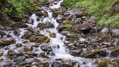 Stones waterfall stream image 4k wallpaper