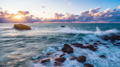 Stones waves blocks 4k wallpaper