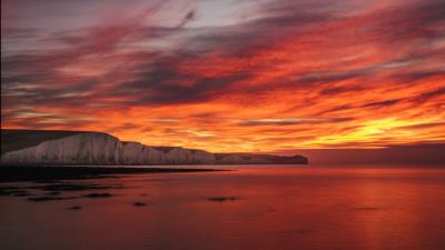 Sunrise canal strait 4k wallpaper