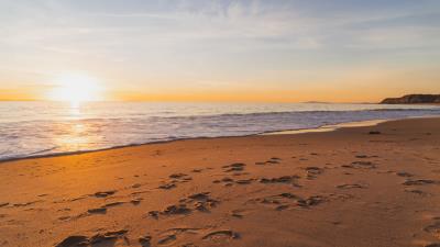 Sunset beach sea image 4k wallpaper