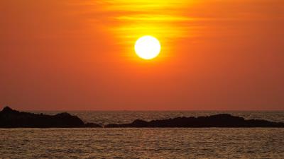 Sunset beach sea 4k wallpaper