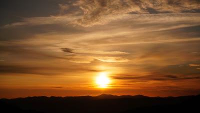 Sunset clouds hills 4k wallpaper