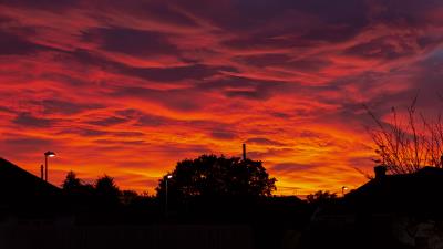 Sunset clouds trees 4k wallpaper