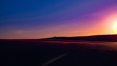 Sunset dunes silhouettes 4k wallpaper