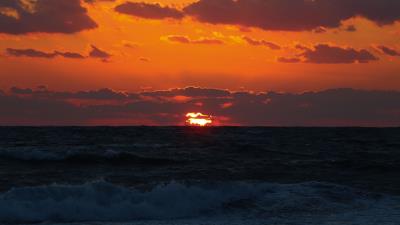 Sunset horizon clouds image 4k wallpaper