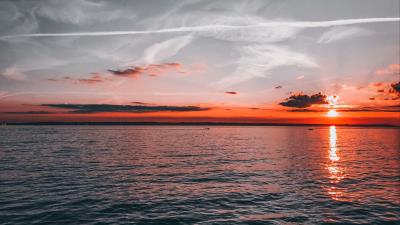 Sunset horizon ripples 4k wallpaper