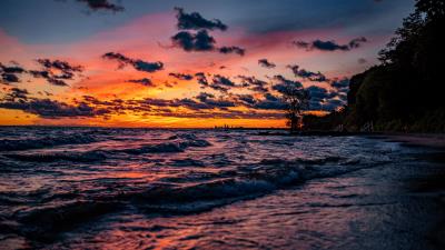 Sunset horizon sea cc 4k wallpaper