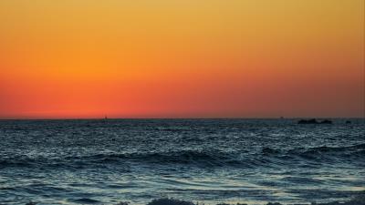 Sunset horizon sea hh 4k wallpaper