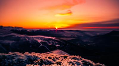 Sunset ice grass 4k wallpaper