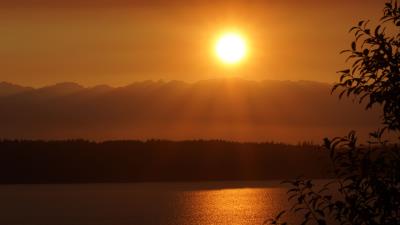 Sunset lake dusk image 4k wallpaper