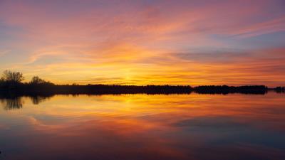 Sunset lake horizon image 4k wallpaper