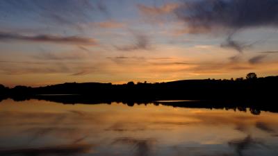 Sunset lake sky 4k wallpaper