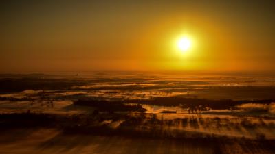 Sunset landscape aerial view 4k wallpaper