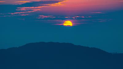 Sunset mountains hills 4k wallpaper