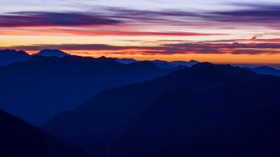 Sunset mountains sky 4k wallpaper