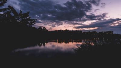 Sunset night river 4k wallpaper