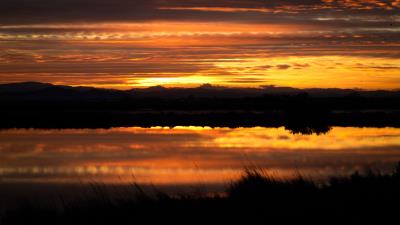 Sunset river horizon image 4k wallpaper