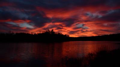 Sunset river horizon 4k wallpaper