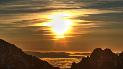 Sunset rocks sky 4k wallpaper