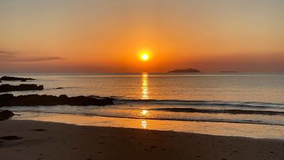 Sunset sea beach 4k wallpaper