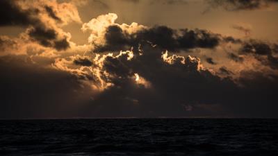 Sunset sea clouds 4k wallpaper