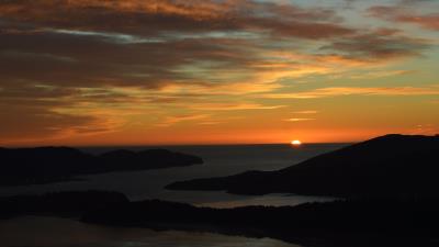 Sunset sea coast 4k wallpaper