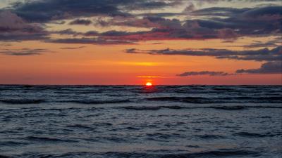 Sunset sea horizon d 4k wallpaper