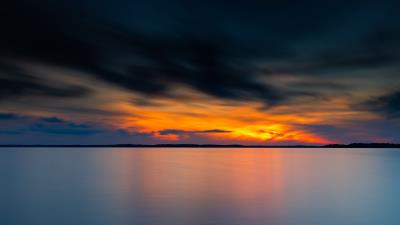 Sunset sea horizon gg 4k wallpaper