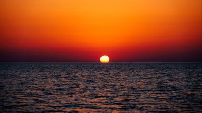 Sunset sea horizon hg 4k wallpaper