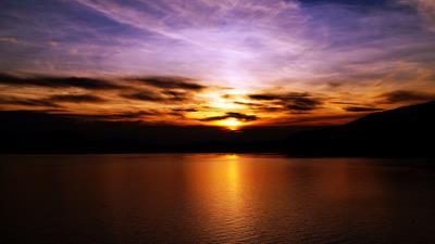 Sunset sea sky horizon image 4k wallpaper