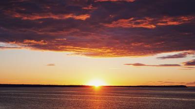 Sunset sea skyline sky 4k wallpaper