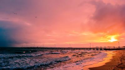 Sunset sea sun landscape 4k wallpaper