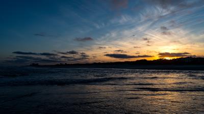 Sunset sea waves f 4k wallpaper