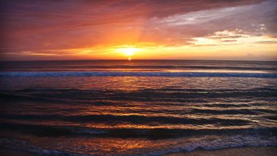 Sunset sea waves h 4k wallpaper