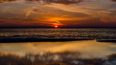 Sunset sea waves image 4k wallpaper